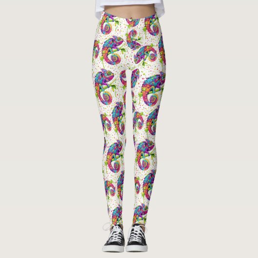 Chameleon Paint Vlekken Waterverf Style Leggings (Voorkant)