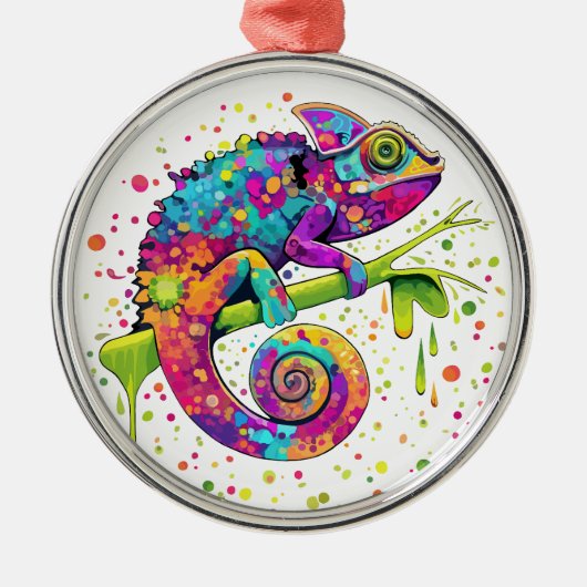 Chameleon Paint Vlekken Waterverf Style Metalen Ornament (Voorkant)