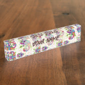 Chameleon Paint Vlekken Waterverf Style Naambordje (Zijkant)