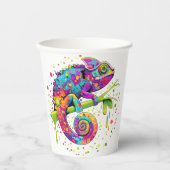 Chameleon Paint Vlekken Waterverf Style Papieren Bekers (Voorkant)