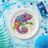 Chameleon Paint Vlekken Waterverf Style Papieren Bordje (Feest)