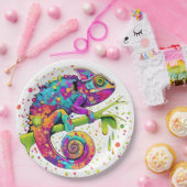 Chameleon Paint Vlekken Waterverf Style Papieren Bordje (Feest)