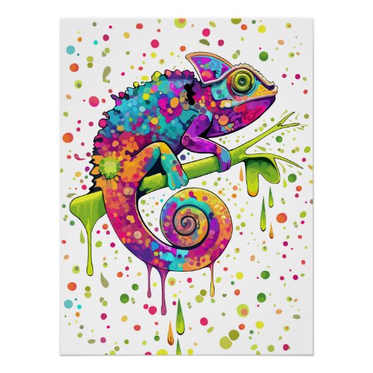 Chameleon Paint Vlekken Waterverf Style Perfect Poster (Voorkant)