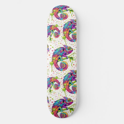Chameleon Paint Vlekken Waterverf Style Persoonlijk Skateboard (Voorkant)