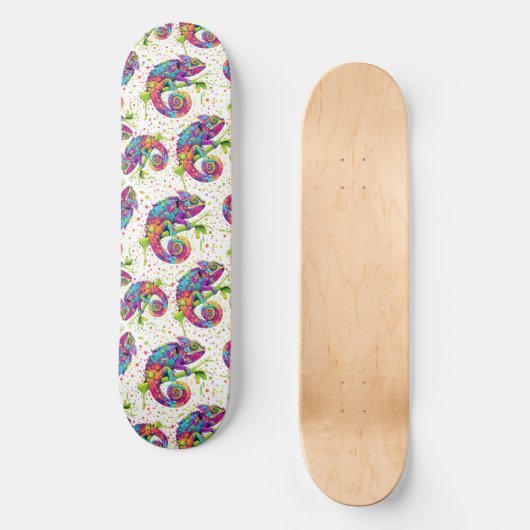 Chameleon Paint Vlekken Waterverf Style Persoonlijk Skateboard (Voorkant)
