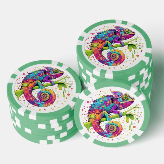 Chameleon Paint Vlekken Waterverf Style Poker Chips (Opstapeling)