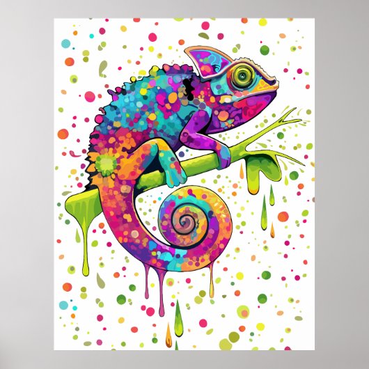 Chameleon Paint Vlekken Waterverf Style Poster (Voorkant)