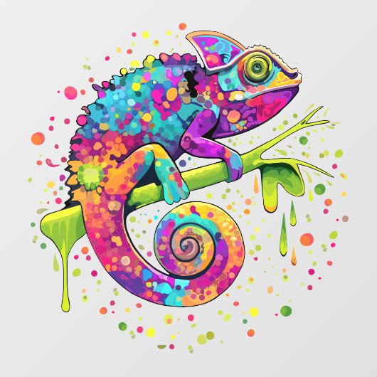 Chameleon Paint Vlekken Waterverf Style Raamsticker (Vel)