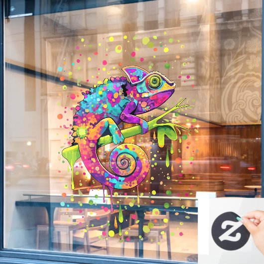 Chameleon Paint Vlekken Waterverf Style Raamsticker (Cafe Raam)