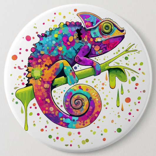 Chameleon Paint Vlekken Waterverf Style Ronde Button 6,0 Cm (Voorkant)