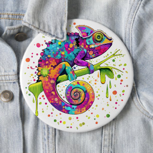 Chameleon Paint Vlekken Waterverf Style Ronde Button 6,0 Cm