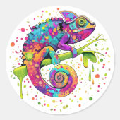 Chameleon Paint Vlekken Waterverf Style Ronde Sticker (Voorkant)