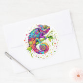 Chameleon Paint Vlekken Waterverf Style Ronde Sticker (Envelop)