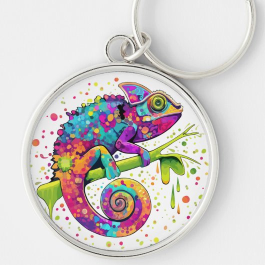 Chameleon Paint Vlekken Waterverf Style Sleutelhanger (Voorkant)