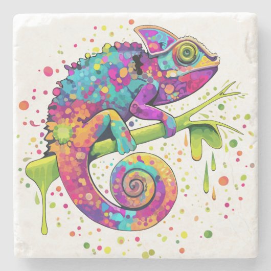 Chameleon Paint Vlekken Waterverf Style Stenen Onderzetter (Voorkant)