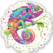 Chameleon Paint Vlekken Waterverf Style Sticker (Voorkant)