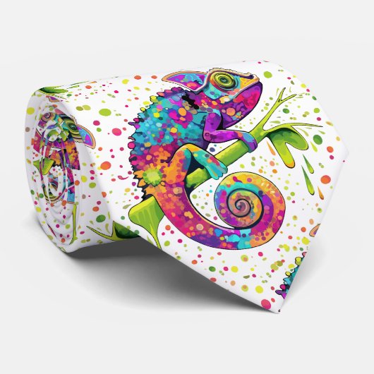 Chameleon Paint Vlekken Waterverf Style Stropdas (Opgerold)
