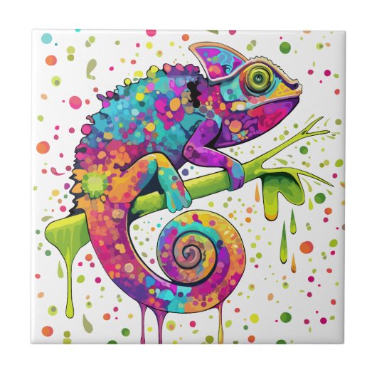 Chameleon Paint Vlekken Waterverf Style Tegeltje (Voorkant)