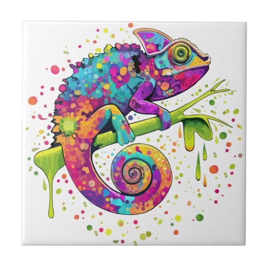 Chameleon Paint Vlekken Waterverf Style Tegeltje (Voorkant)