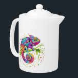 Chameleon Paint Vlekken Waterverf Style Theepot<br><div class="desc">Chameleon Paint Vlekken Waterverf Stijl bizarre surrealistische kunst. Originele Vector Logo Illustratie Copyright BluedarkArt.</div>