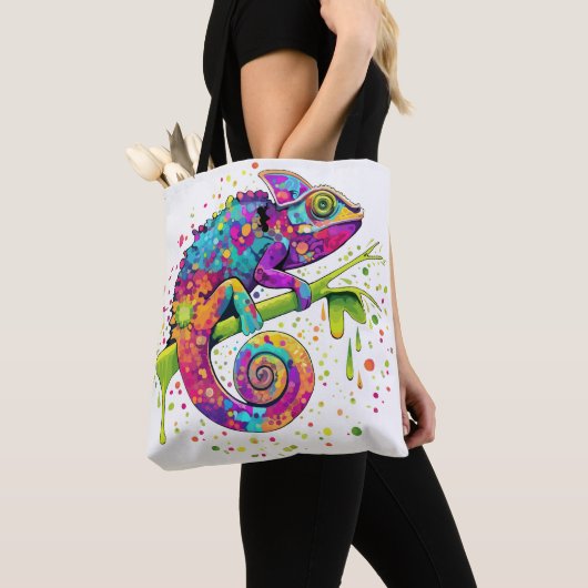 Chameleon Paint Vlekken Waterverf Style Tote Bag (Dichtbij)