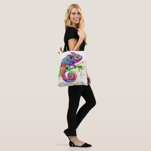 Chameleon Paint Vlekken Waterverf Style Tote Bag (Op model)