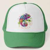 Chameleon Paint Vlekken Waterverf Style Trucker Pet (Voorkant)
