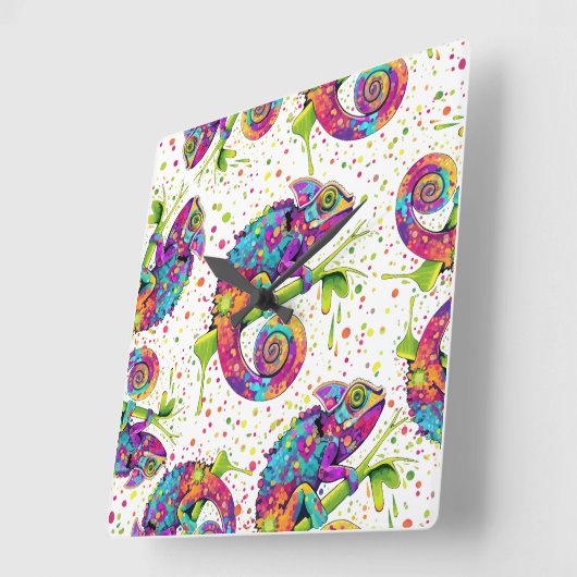 Chameleon Paint Vlekken Waterverf Style Vierkante Klok (Hoek)