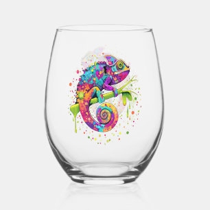 Chameleon Paint Vlekken Waterverf Style Wijnglas Zonder Voet
