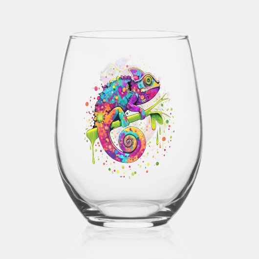 Chameleon Paint Vlekken Waterverf Style Wijnglas Zonder Voet (Voorkant)
