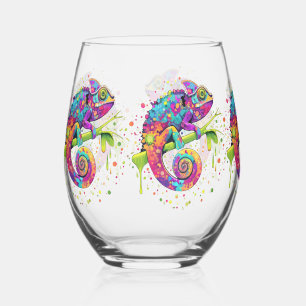 Chameleon Paint Vlekken Waterverf Style Wijnglas Zonder Voet