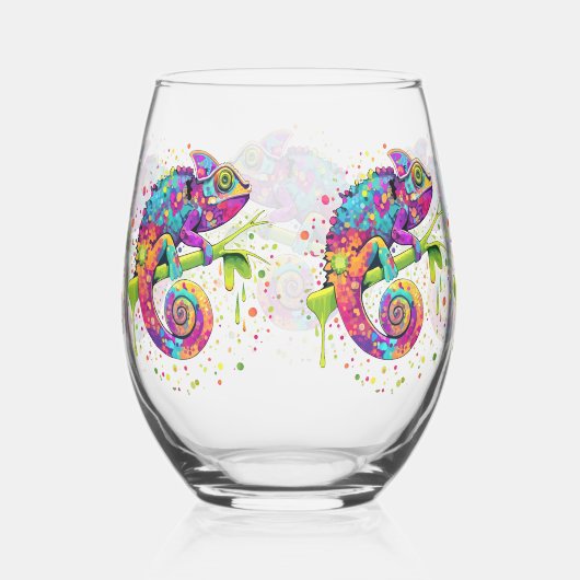 Chameleon Paint Vlekken Waterverf Style Wijnglas Zonder Voet (Rechts)