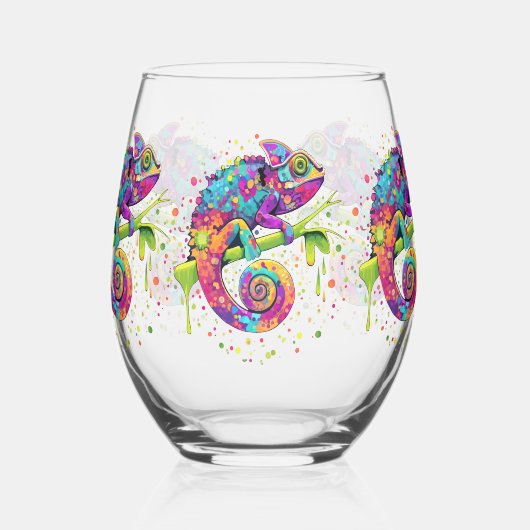 Chameleon Paint Vlekken Waterverf Style Wijnglas Zonder Voet (Links)