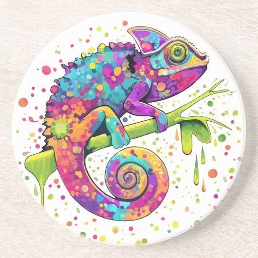 Chameleon Paint Vlekken Waterverf Style Zandsteen Onderzetter (Voorkant)