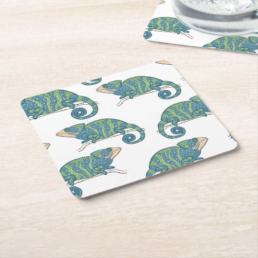 Chameleon Pattern Kartonnen Onderzetters (Schuin)