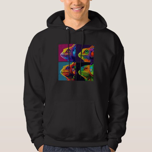 Chameleon Pop Illustration Colorful Animal Women   Hoodie (Voorkant)