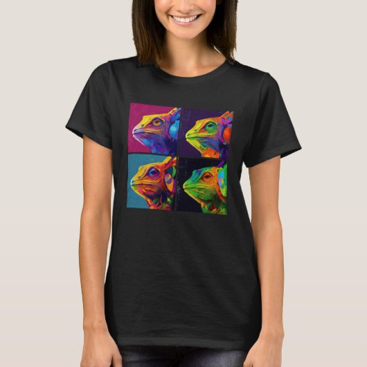 Chameleon Pop Illustration Colorful Animal Women   T-shirt (Voorkant)