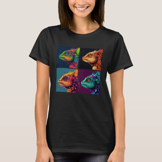 Chameleon Pop Illustration Colorful Animal Women   T-shirt (Voorkant)