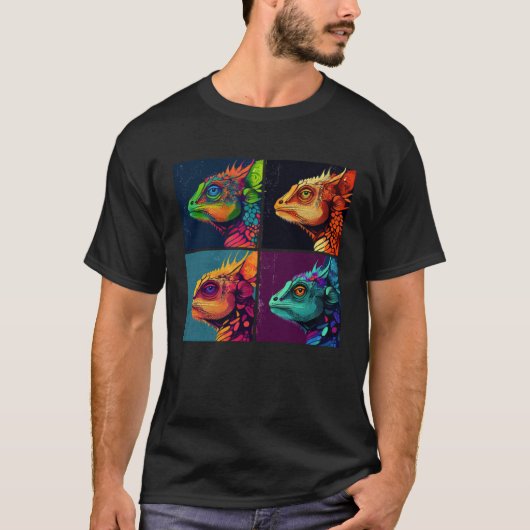 Chameleon Pop Illustration Colorful Animal Women   T-shirt (Voorkant)