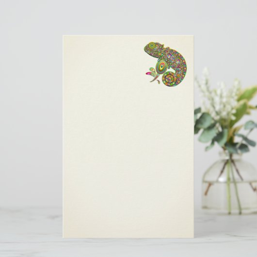 Chameleon Psychedelic Fantasy Briefpapier (Staand voorkant)