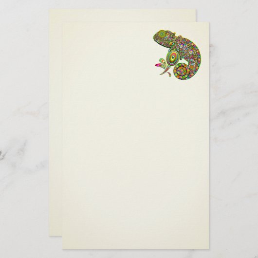 Chameleon Psychedelic Fantasy Briefpapier (Voorkant / Achterkant)