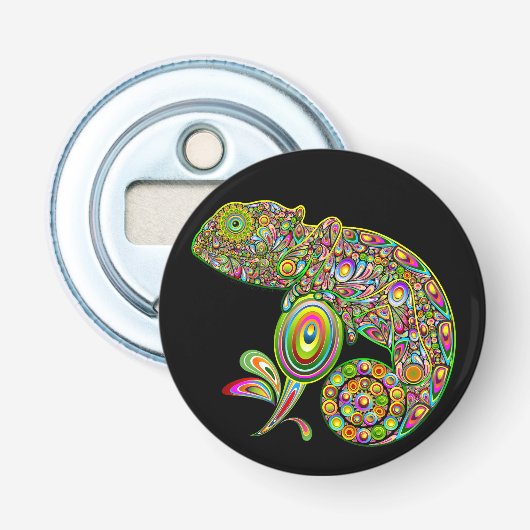 Chameleon Psychedelic Fantasy Button Flesopener (Voorkant)