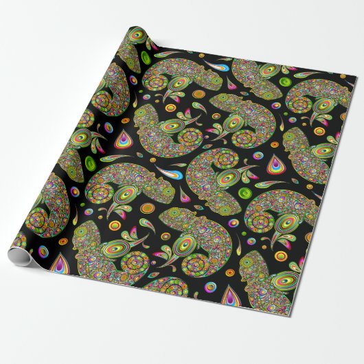 Chameleon Psychedelic Fantasy Cadeaupapier (Uitgerold)