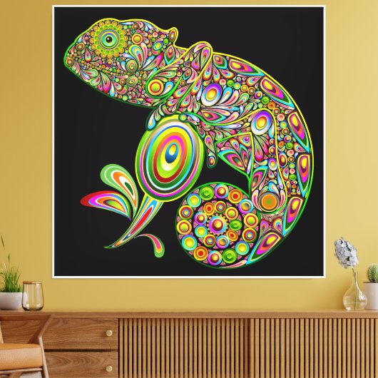 Chameleon Psychedelic Fantasy Canvas Afdruk (Insitu (Woonkamer))