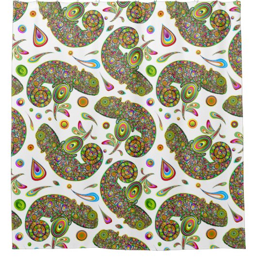 Chameleon Psychedelic Fantasy Douchegordijn (Voorkant)