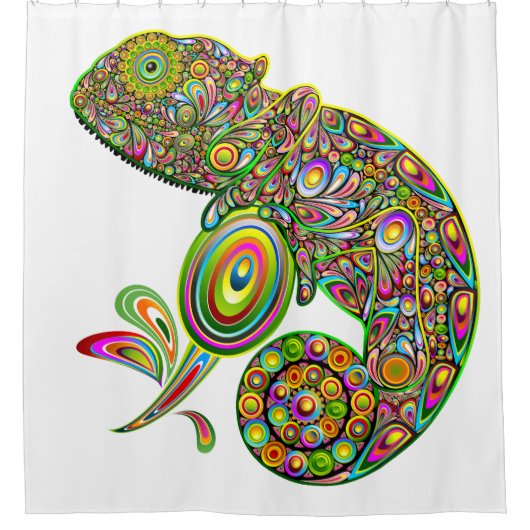 Chameleon Psychedelic Fantasy Douchegordijn (Voorkant)