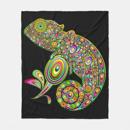 Chameleon Psychedelic Fantasy Fleece Deken (Voorkant)