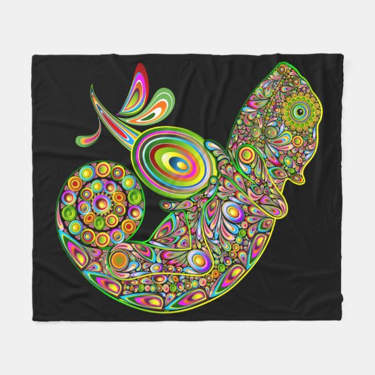 Chameleon Psychedelic Fantasy Fleece Deken (Voorkant (Horizontaal))