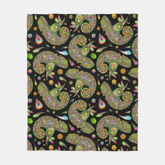 Chameleon Psychedelic Fantasy Fleece Deken (Voorkant)