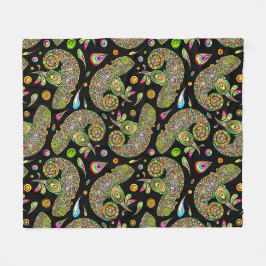 Chameleon Psychedelic Fantasy Fleece Deken (Voorkant (Horizontaal))